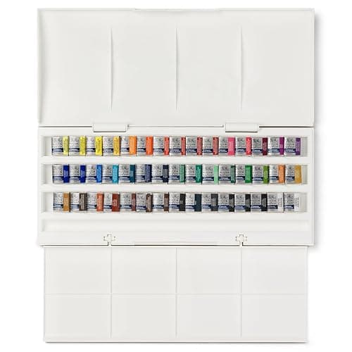 Winsor & Newton Cotman Watercolor Paint Set, Studio Set, 45 Half Pan w/ Brush - Image 1