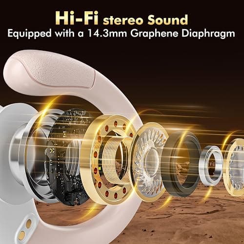 HAOYUYAN Wireless Earbuds, Sports Bluetooth Headphones, 80Hrs Playtime Ear Buds with LED Power Display, Noise Canceling Headset, IPX7 Waterproof Earphones for Workout/Running (Rose Gold) thumbnail 3