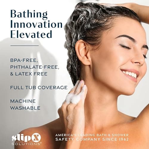 SlipX Solutions Power Grip Bathtub Safety Mat | Precision Grip Technology for Longer, Stronger, & Softer Wet Surface Protection | Solid Gray 39"x16" thumbnail 7