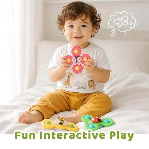 LiKee Strong Suction Cup Fidget Rotating Sensory Bath Toys for Baby Christmas Stocking Stuffers, Airplane Car Travel Table & Window Toys for Toddler Boys and Girls, 10+ Months thumbnail 7