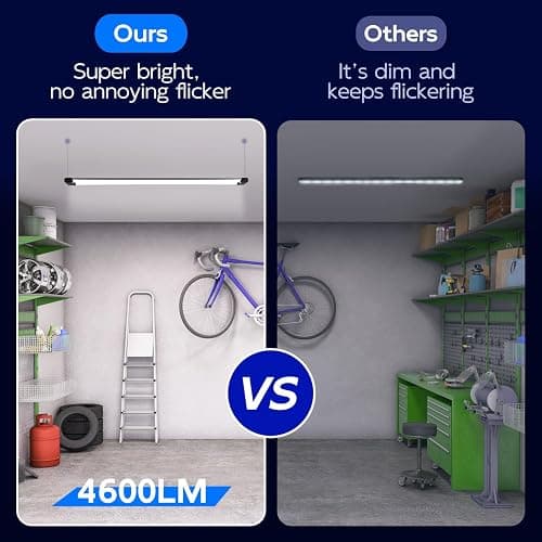 hykolity 4FT Linkable LED Shop Light,44W 4600LM 5000K Daylight,8 Pack | Plug-in Hanging/Surface Mount Utility Light, Daisy Chain Shop Lights for Garage,Workshop,,Warehouse,Utility Room,Black thumbnail 5