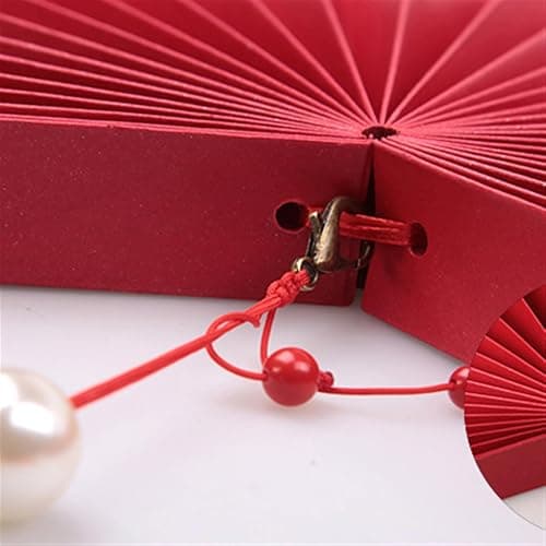 Insun Éventail en Papier Pliants Evantaille Chinois pour Décoration Murale Rouge vin 60 cm thumbnail 6