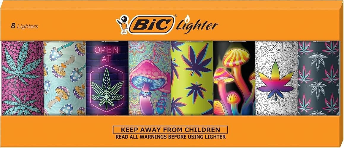BIC Maxi Pocket Lighter, Special Edition Counterculture Series, 8 Count Pack of Lighters - Image 1