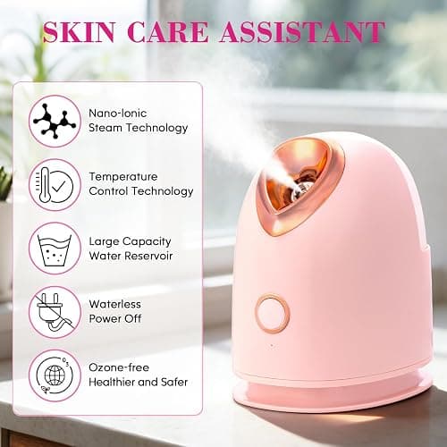Pjordo Facial Steamer Spa Kit with 17 Skin Care Tools, Nano Ionic Face Steamer for Deep Cleaning Unclogs Pores, Warm Mist Humidifier Steamer for Face Home Sauna SPA, Valentines Day Gifts for Women thumbnail 5