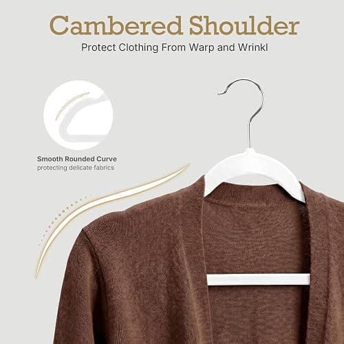 HOUSE DAY White Velvet Hangers 60 Pack, Non Slip Clothes Felt Hanger Heavy Duty for Coat, Premium Slim Space Saving Suit Hangers for Closet Organizer, 360° Rotating Silver Hook thumbnail 6