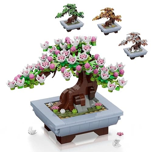 HOGOKIDS Cherry Blossom Flowers Building Set - 584PCS 4 Seasons Bonsai Tree Building Block Toy, Botanical Collection DIY Plant Home Office Decor for Adults, Flora Birthday Gift for Kids Girls Boys 6+ - Image 1