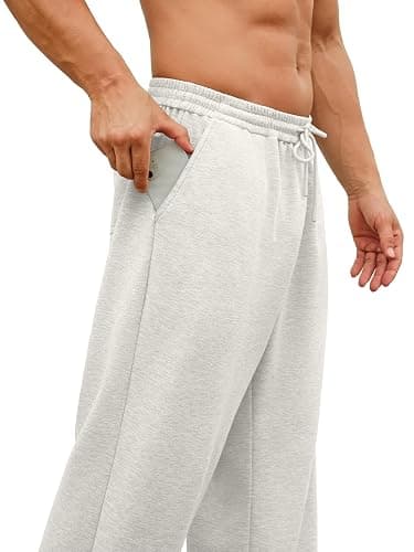 Hardaddy Men's Lightweight Sweatpants Baggy Straight Open Bottom Wide Leg Drawstring Lounge Athletic Pants with Pockets thumbnail 2