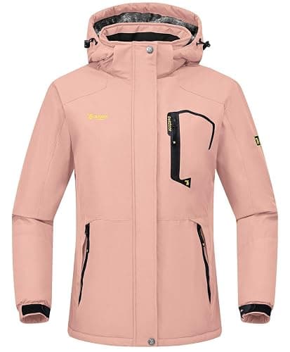 Rdruko Skijacke Damen Warme Winterjacke Gefüttert Verdickt Softshelljacke Wasserdicht Snowboardjacke Atmungsaktiv mit Abtrennbarer Kapuze - Image 1