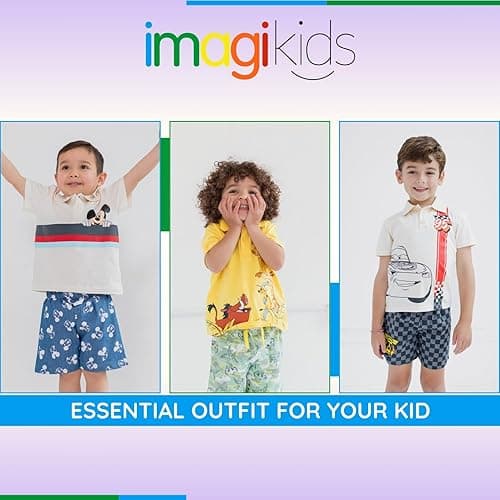 Disney Lion King Mickey Mouse Cars Polo Shirt and Shorts Outfit Set Toddler to Big Kid thumbnail 3