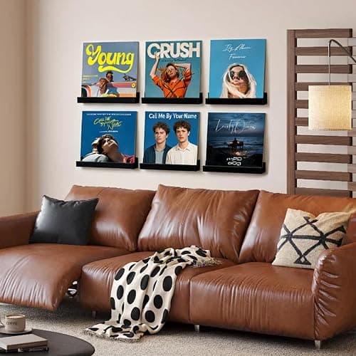 EXJEXJ Vinyl Record Shelf Wall Mount 12 Inch 6 Pack, Black | Solid Walnut Album Record Holder Display for Wall, Magazine Rack, Kids Bookshelf for Bedroom, Living Room thumbnail 7