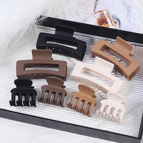 SMKSL Medium Hair Clips for Women 8 Pcs Small Claw Clips for Thin and Thick Hair 2 Styles Hair Claw Clips Combination Rectangle Banana Jaw Hair Accessories for Women and Girls (Brown) thumbnail 5