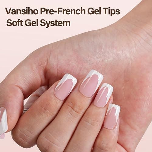 Vansiho Deep French Gel Nail Tips, 150Pcs Short Square Nail Tips, Pink Soft Gel French Tips Press on Nails, Fake Nails for Nail Art DIY 15 Sizes thumbnail 2