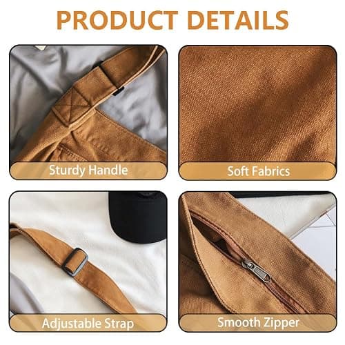 KlaOYer Canvas Messenger Bag Large Hobo Bag Crossbody Shoulder Bag Tote Bag with Pocket for Women and Men thumbnail 5