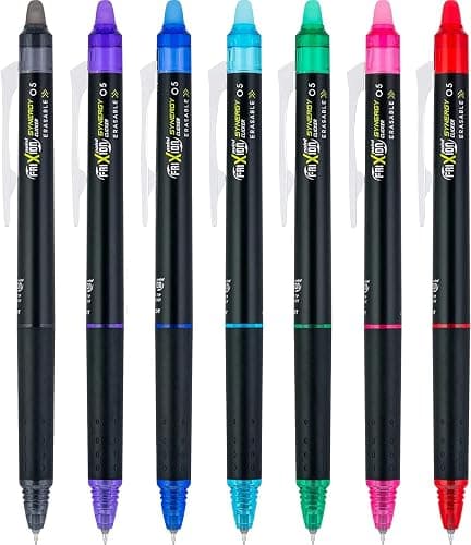 Pilot FriXion Synergy Clicker Erasable, Refillable, Retractable Gel Ink Pens, Extra Fine Point 0.5 mm, Pack of 7, Assorted Colors, FriXion Erasable Pens 0.5 - Ideal for School & Office Writing thumbnail 3