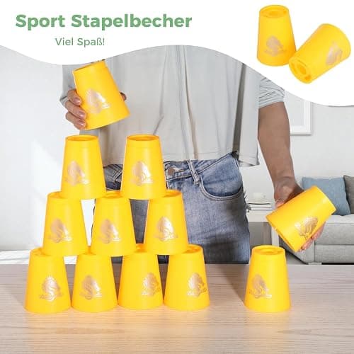 yeesport 48 PCS Sport Stacking Cups with Horse Pattern, Sport Training Game for Challenge Competition, Plastic Stacking Cups, Classic Family Game for Youth and Adults, Red+Blue+Green+Yellow thumbnail 3