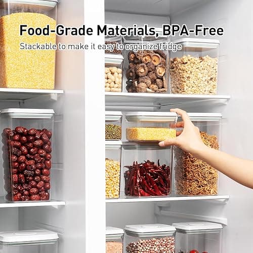 EQI Pop Food Storage Containers Set, 6Pcs Airtight Containers with Lids for Kitchen Pantry Organizers and Storage,One Button Opening BPA-Free Food Containers for Cereal Flour Sugar(0.6, 1.3, 1.9Qt)*2 thumbnail 5