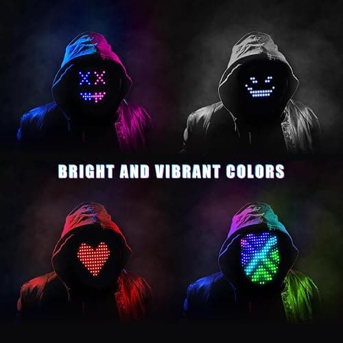 Mr.Pang LED Mask Light up Mask with Gesture Sensing, Cool Face Transforming Mask, Perfect Gifts for Halloween Christmas Birthday Cosplay Party thumbnail 7