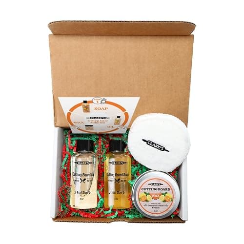 CLARK'S Cutting Board Care Kit, Includes Wood Cutting Board Oil, Soap, Wax, and Buffing Pad, Food Grade Mineral Oil, Housewarming Gift Set for Newly Married, Women, Girlfriend thumbnail 3