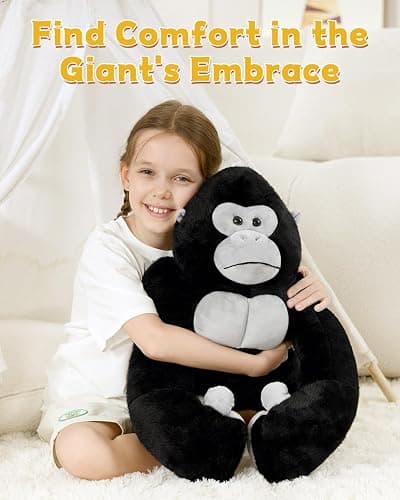 MaoGoLan Big Gorilla Stuffed Animal,23.6" Giant Gorilla Plush Toy,Soft and Cuddly Companion Plushie Gift for Gorilla Lover,Theme-Party Favor,Kids thumbnail 4