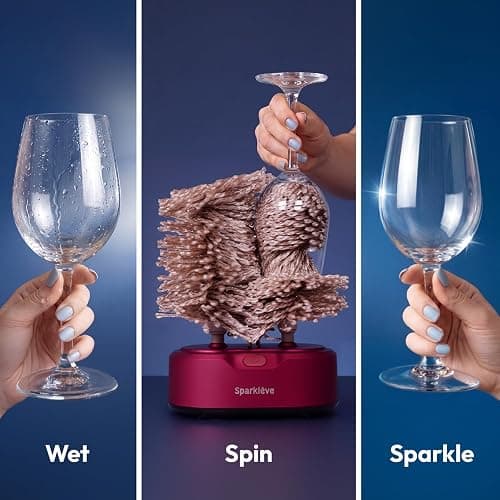 Home Glassware Polisher, World's First Affordable Spinning Glass Polisher, 600 RPM Dries, Polishes, All Glasses, Wet Glass and Spin For Sparkling Glassware, Champagne, Premium Painted thumbnail 6