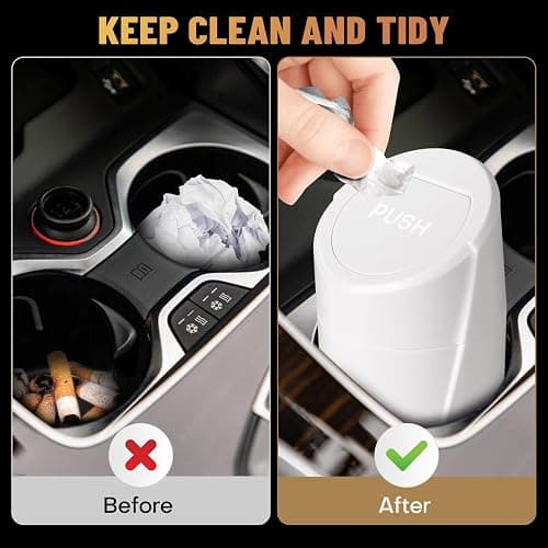 SGLRT Car Trash Can Bin with Lid - Car Garbage Can Cup Holder - White Mini Leakproof Vehicle Trash Garbage Can Bin with 20pcs Trash Bags-Car Organizers and Storage for Front Back Seat Accessories thumbnail 2