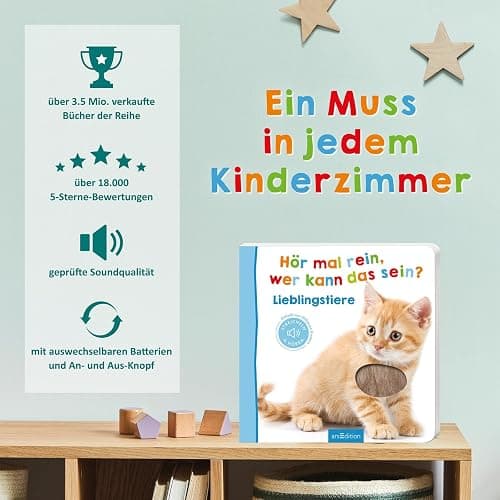 Hör mal rein, wer kann das sein? – Lieblingstiere: Streicheln und hören | Hochwertiges Pappbilderbuch mit 5 Sounds und Fühlelementen für Kinder ab 6 Monaten thumbnail 3