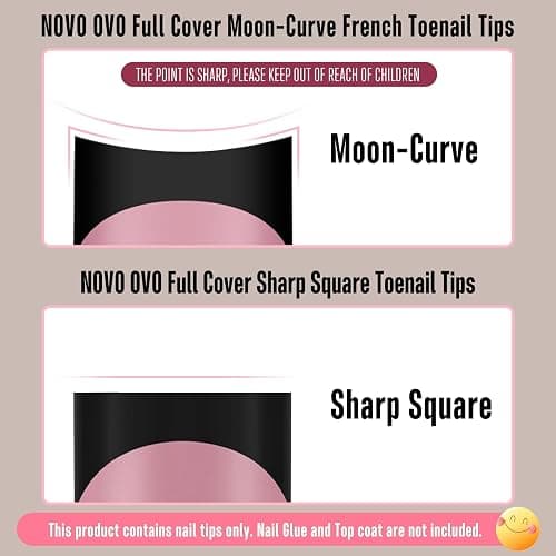 NOVO OVO Halloween Black French Tip Short Toe Nail Tips Press on with Moon Curve, BERRY PINK Thick Sharp Square Toenail Extension, Soft Gel False Nail Kit, Need Glue Builder Gel x 15 Sizes 240 pcs thumbnail 2