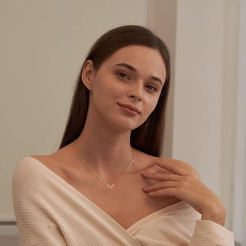 Freekiss Gold Pendant Necklace for Women, Dainty Diamond Necklaces for Women Simple 14K Gold Plated Paperclip Choker Necklaces Cute Minimalist Open Oval Necklaces Gold Jewelry for Women Gifts thumbnail 6