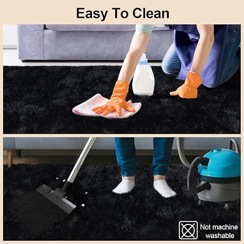 Mugorn 8x10 Area Rugs for Living Room, Large Fluffy Black Rugs for Bedroom, Soft Carpet Shag Kids Room Rug, Non-Slip Fuzzy Rugs Indoor (8ft x 10ft, Black) thumbnail 4