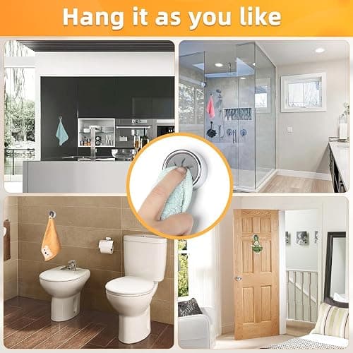 Alyvisun 4 Pièces Porte Torchon Autocollant, Accroche Torchon Cuisine Sans Percage, Ronds Accroche Serviette Salle de Bain en ABS, Crochet Adhesif Mural pour Torchon thumbnail 7