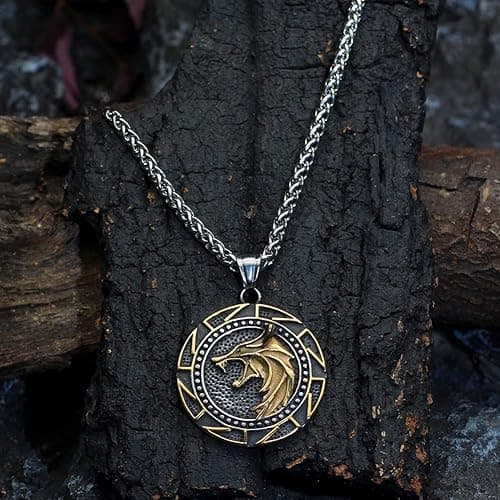 GuoShuang wolf necklace for men Gift Wolf Pedant necklace stainless Steel thumbnail 3