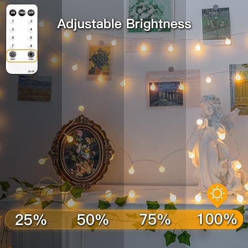 suddus String Lights for Bedroom, 33ft 100 Led Connectable Globe String Lights Indoor, Hanging Fairy Lights Plug in with Remote for Room, Dorm, Outdoor, Christmas Tree Decor, Thanksgiving, Warm White thumbnail 6