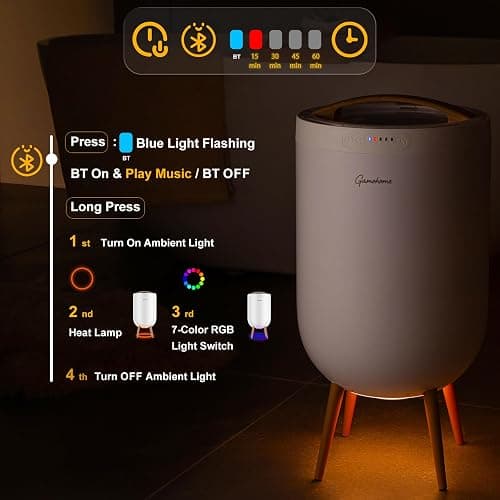 GAMOHOME Towel Warmer Luxury Heated Bucket – Bluetooth Speaker, Ambient Light & Auto Shut Off – Fits Two 40"x70" Towels, Bathrobes, Blankets – Great Gift Idea thumbnail 5