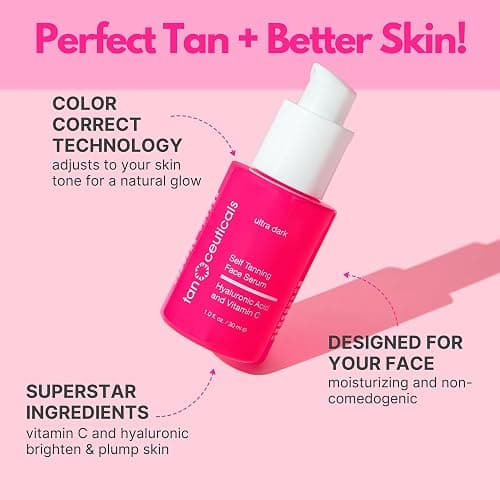 Tanceuticals Self Tanning Face Serum - Color-Correcting and Hydrating with Vitamin C & Hyaluronic - Facial Self Tanner for Natural Looking & Long Lasting Sunless Tan - 1 oz (Ultra Dark) thumbnail 2