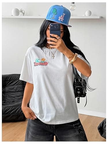 SOLY HUX Women's Tropical Graphic Tees Hawaiian Beach T Shirts | Summer Tshirt Tops for Teens, Short Sleeve, Crewneck, Vacation Clothes thumbnail 5