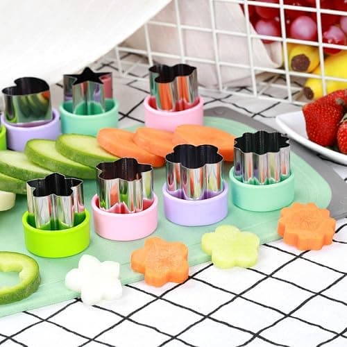 Vegetable Cutter Shapes Set (8 Pack) – 1.5" Stainless Steel Mini Cookie & Fruit Cutters for Kids, Bento Lunch, Sandwich, Fondant, Cheese, Baking & Food Prep thumbnail 4