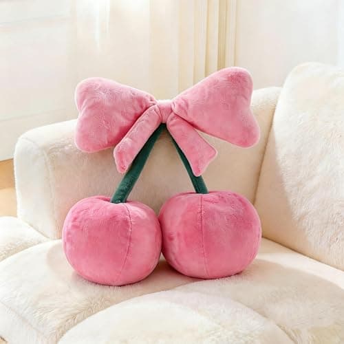 Novohive Room Decor Home Decor Throw Pillows Bow Cherry Plush Pillows Cute Pillows Decorative Pillows Couch Pillows,6" - Image 1