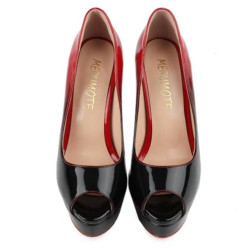 MERUMOTE Women's Platform Stiletto Heels Shoes Peep Toe Pumps 6 inch Heels for Dress Wedding Party thumbnail 4