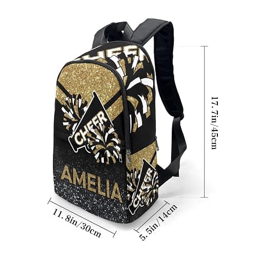 Yeshop Cheerleader Gold Personalized Backpack for Teen Boys Girls,Custom Travel Backpack Bookbag Casual Bag Name Gift 11.8"(L) x 5.51"(W) x 17.72"(H) thumbnail 5