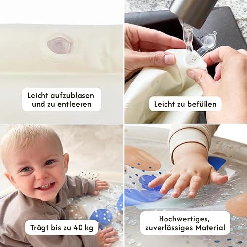 Hakuna Matte Wassermatte Baby 73x42cm – Tummy Time Wassermatte ab 3, 6 & 9 Monate, Sensorik Spielzeug Baby mit Glitzer, Montessori Wasserspielmatte, Bauchlage Spielzeug, Aquarium, BPA-frei, geruchlos thumbnail 6