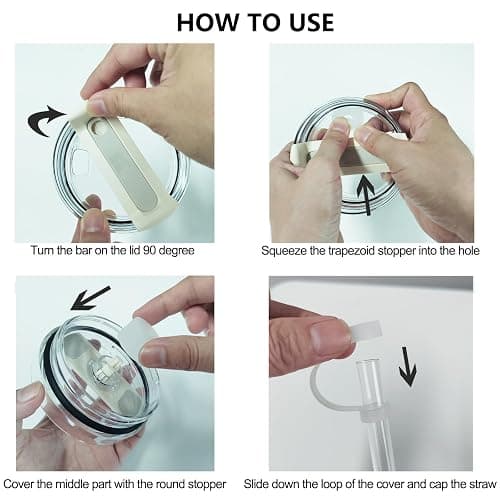Silicone Spill Stopper Set Compatible with Stanley Cup 2.0 30oz & 40oz with Straw Cover (Set of 2, Clear) thumbnail 5