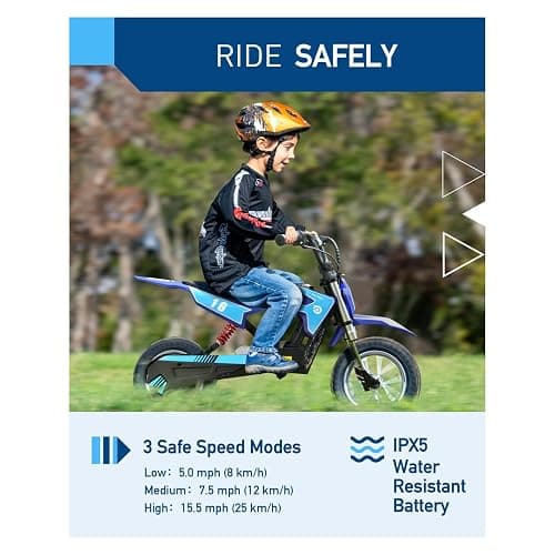 Hiboy DK1 36V Electric Dirt Bike,300W Electric Motorcycle - Up to 15.5MPH & 13.7 Miles Long-Range,3-Speed Modes Motorcycle for Kids Ages 3-10 thumbnail 5