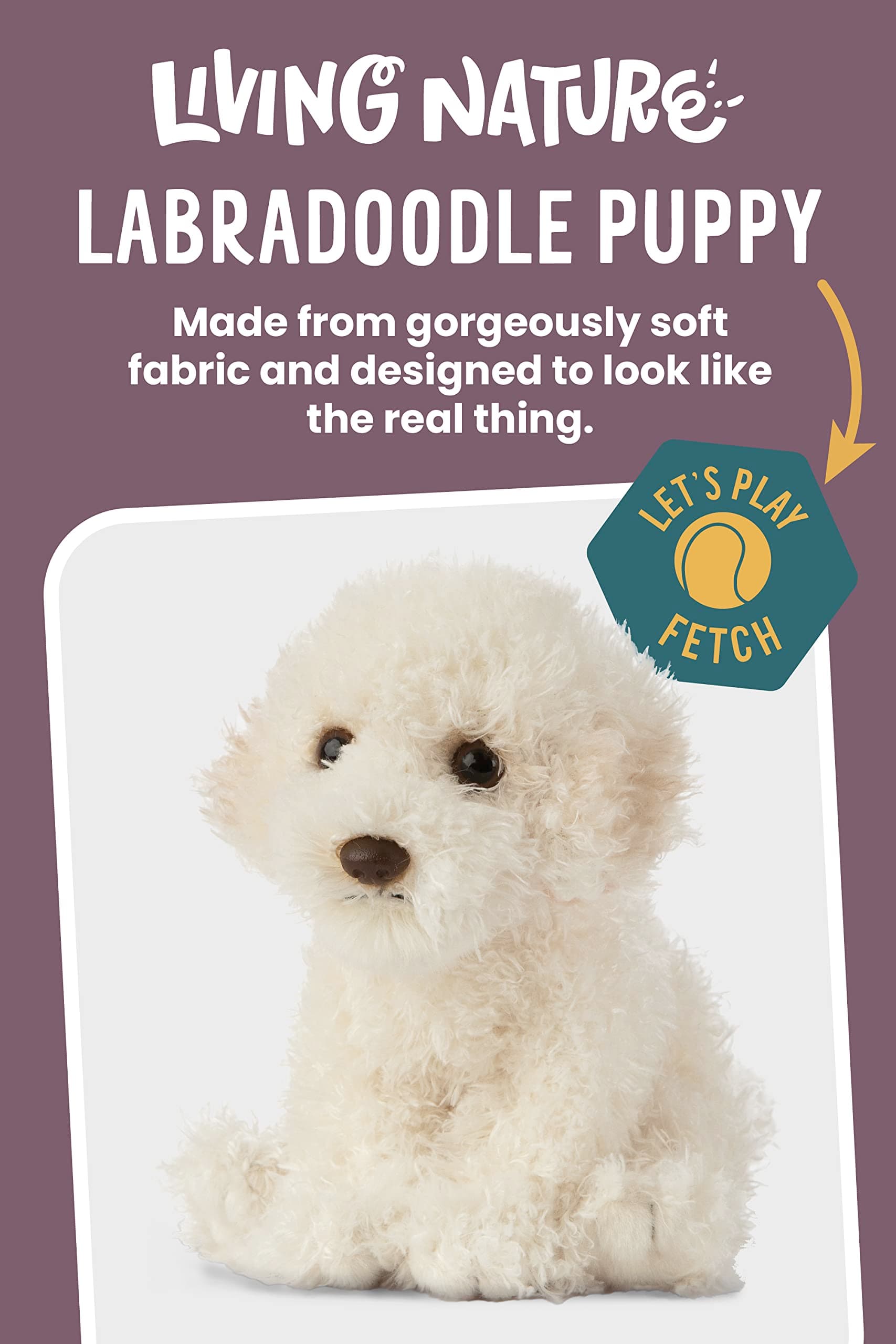Living Nature Labradoodle Puppy, Realistic Plush Pet Animal (16cm), Soft Toy with Educational Fact Tags, Cuddly and Lifelike Toy for Kids, Eco-Friendly and Made with Naturli Recycled Materials thumbnail 3