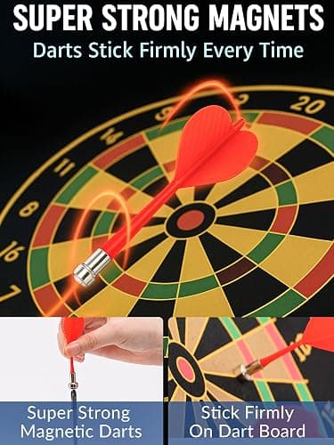 Magnetic Dart Board for Kids, Teens, Adults, Double-Sided Roll-Up Dart Board Games for Kids Age 3-18 with 12 Magnetic Darts, Indoor Outdoor Boys Toys for Backyard, Gifts for Teen Boys thumbnail 3