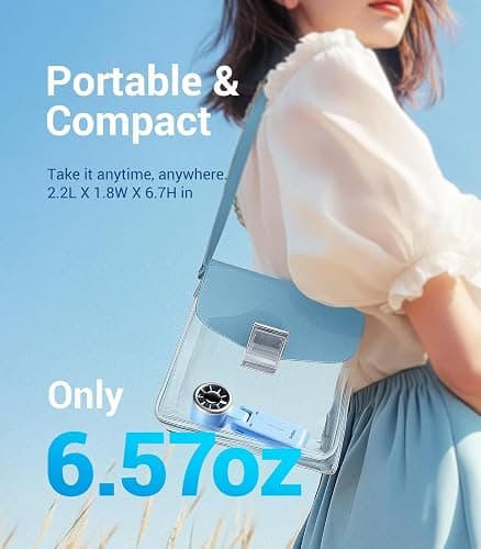 Diveblues Portable Handheld Turbo Fan, 5 Gear Wind, Battery Operated, Up to 12 Working Hours, 3 IN 1 Hand Fan with Air Turbo Tech Cooling Fan for Outdoor Activities, Travel, Working thumbnail 4