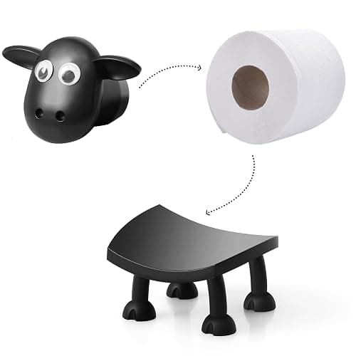 VELENTI Sheep Toilet Roll Holder - Funny Toilet Paper Holder Free Standing Bathroom Set - 3D Printed Black Sheep Loo Roll Holder - Hilarious Tissue Paper Roll Storage - Cute Bathroom Decor - Set of 1 thumbnail 6