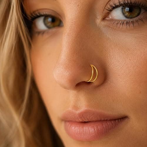 MyattaJewellery Double Nose Hoop 22G (0.6mm) 8mm – Sterling Silver Nose Ring, Double Hoop Piercing Effect, Adjustable Bendable Nostril Hoop, Hypoallergenic, Silver or Gold Plated – 1 Piece thumbnail 8