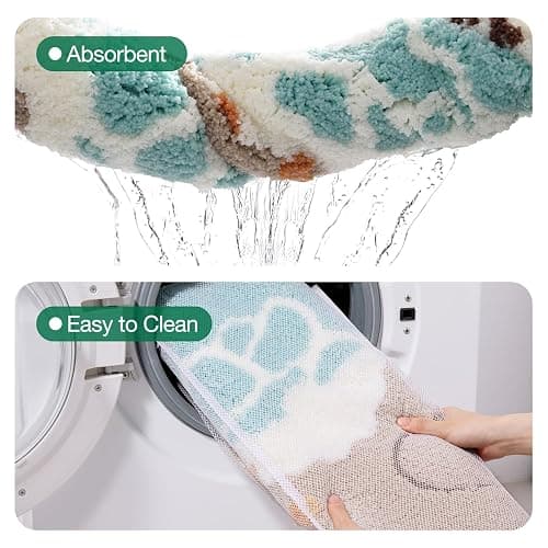 LUMI Soft and Absorbent Beach Bathroom Rug, Non-Slip Backing, Ideal for Bathroom, Kitchen and Entryway Decor, Sea Beach Starfish Shell Bath Decor, Blue, 22"x34" thumbnail 7