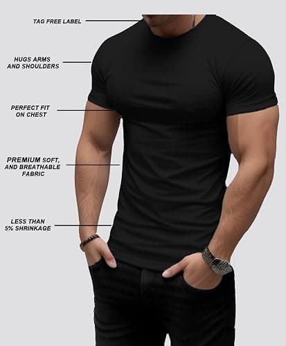 Trailblazer Slim Fit White and Black T-Shirts (3 Pack) Crewneck No Shrink Undershirts thumbnail 6