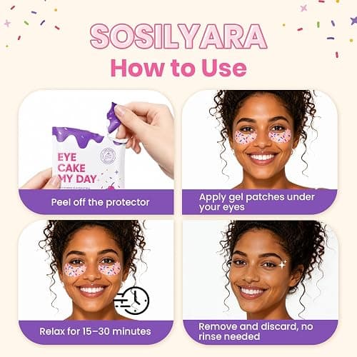 SOSILYARA EYE CAKE MY DAY 20Pcs Under Eye Patches, Birthday Gift for Women | Cake‑Scented,Hydrating & Smoothing, Hyaluronic Acid & Antioxidants thumbnail 7